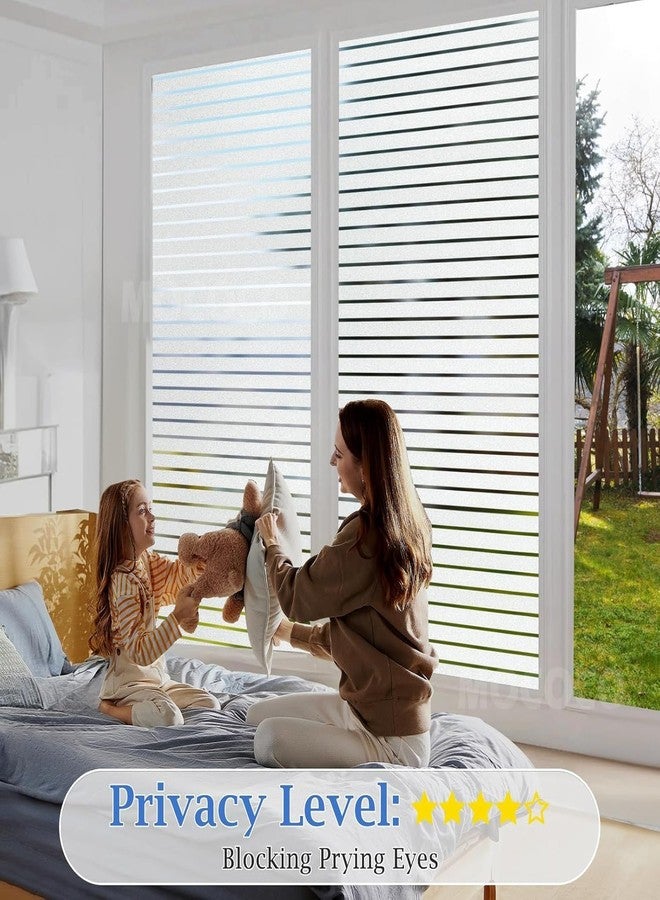 MOCOCO فيلم زجاجي فاخر من الفينيل من موكوكو، معتم ومُظلل، لحماية الخصوصية (12 × 25 بوصة) - ملصق ورق جدران ذاتي اللصق، معتم، لتغطية النوافذ والأبواب والمكاتب والمنازل الزجاجية. | مقاوم للأشعة فوق البنفسجية. خطوط مُظللة - Image 4